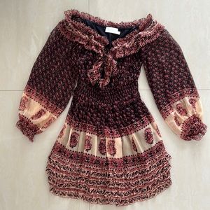 Zimmerman size 0 silk off-shoulder draw string closure at chest